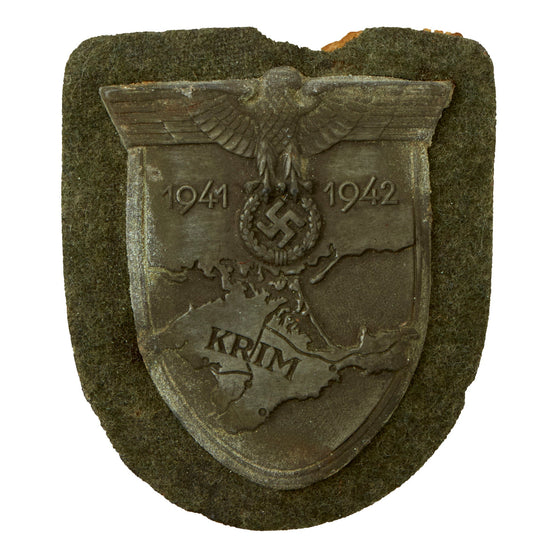 Original German WWII Heer Army Crimea Krim Shield Decoration with Fabric & Paper Backing - Krimschild