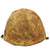 Original U.S. Korean War 1st Marine Division Rear Seam Swivel Bale M1 Helmet with Stenciled HBT USMC Camouflage Cover