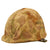 Original U.S. Korean War 1st Marine Division Rear Seam Swivel Bale M1 Helmet with Stenciled HBT USMC Camouflage Cover