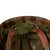 Original U.S. Korean War 1st Marine Division Rear Seam Swivel Bale M1 Helmet with Stenciled HBT USMC Camouflage Cover