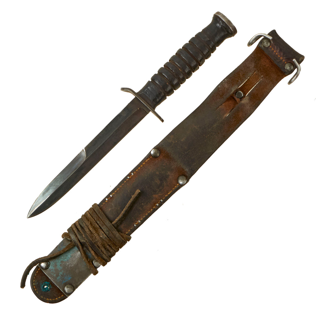 Original U.S. WWII Blade Marked M3 Fighting Knife by CASE with 1943 Dated M6 Scabbard by MILSCO