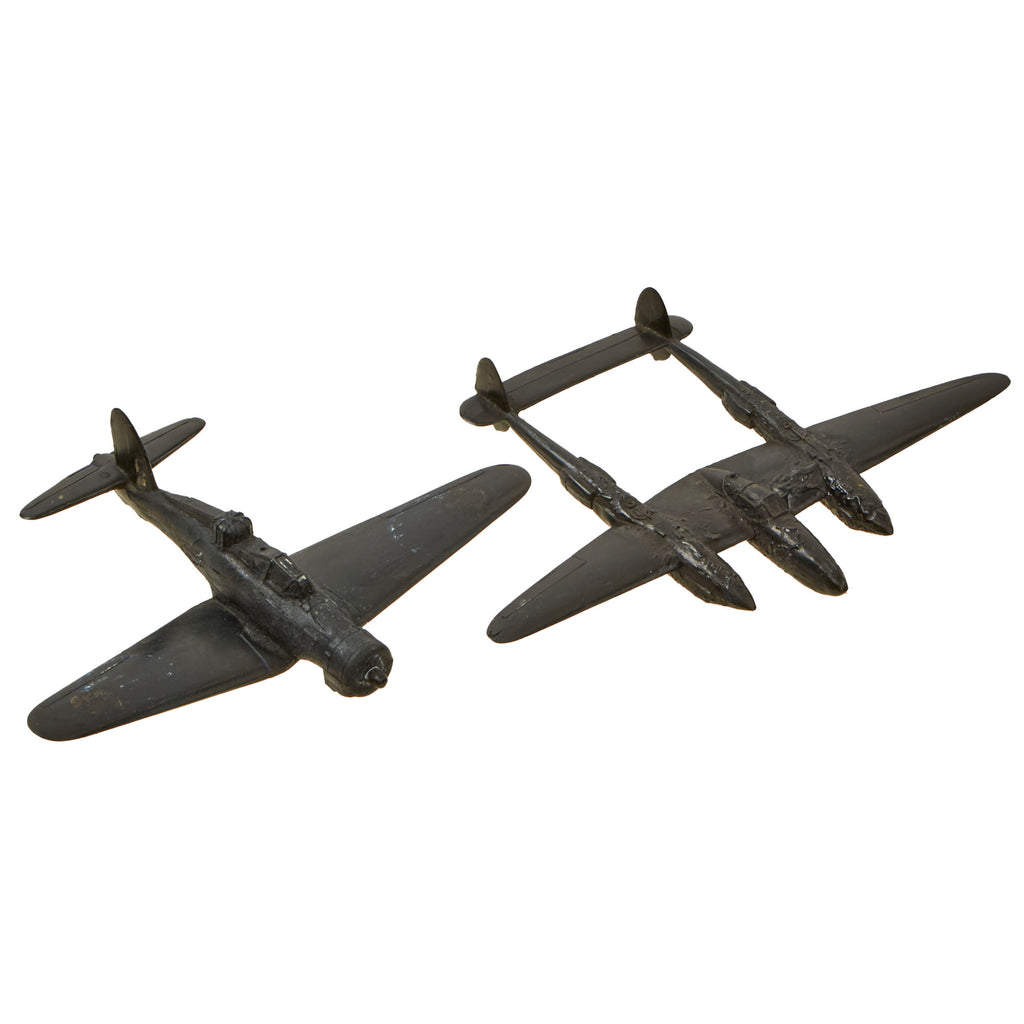 Original U.S. WWII Lot of 2 Airplane Identification Models - P-38 & Blackburn B-24 Skua