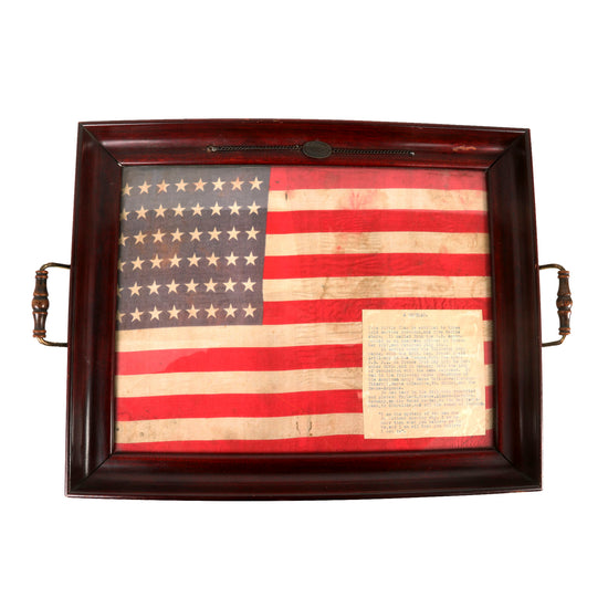 Original U.S. WWI 3rd Division Framed 48-Star Flag & ID Bracelet of Lieutenant Ernest B. Harper with Phenomenal Provenance Note & Research