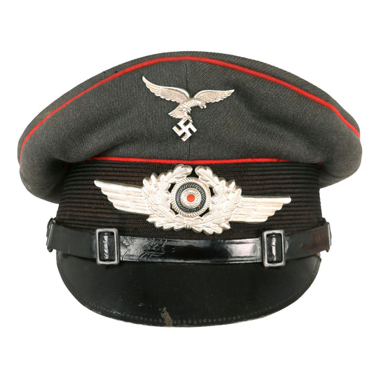 Original German WWII Luftwaffe Flakkorps Unit Marked EM/NCO Visor Crush Cap by EREL in size 55 ½ - dated 1938