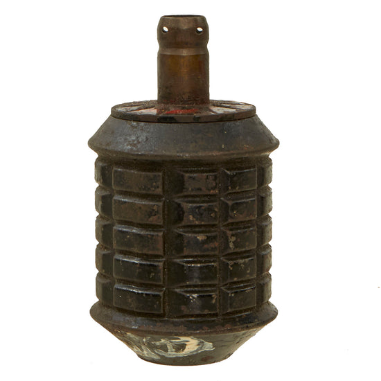 Original Japanese WWII Type 97 Inert Fragmentation Hand Grenade with Fuse Housing - Dated 1938 Original Items