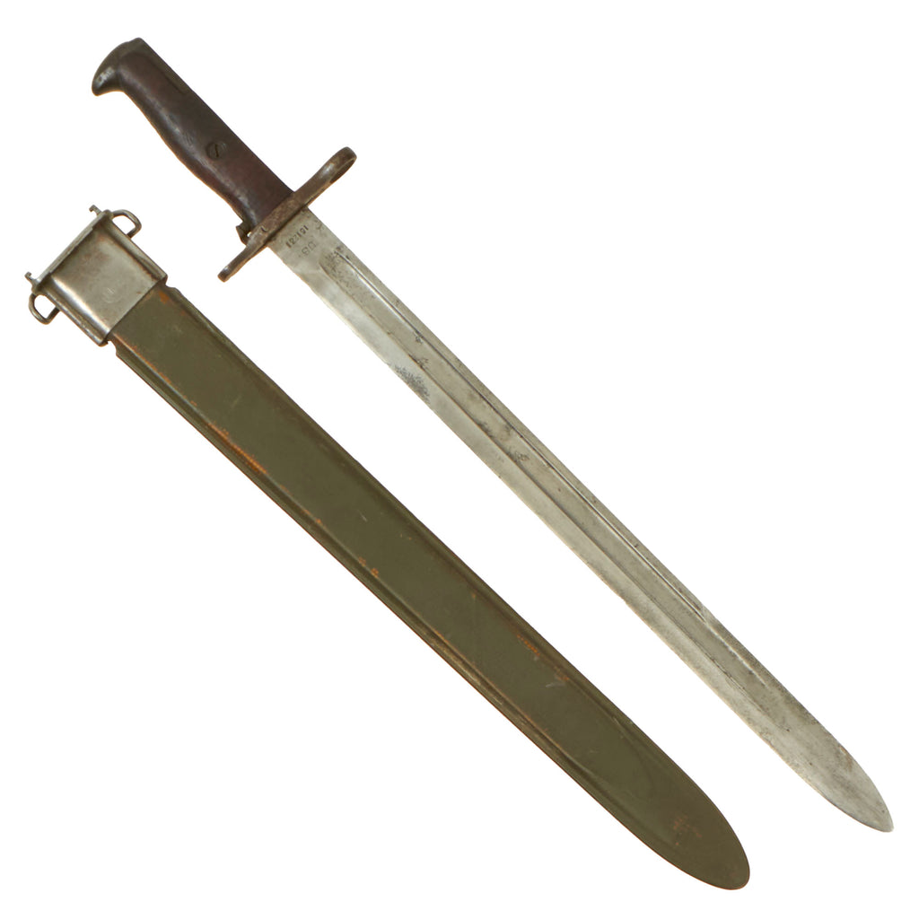 Original U.S. Pre - WWI Reissue M1905 Springfield 16 inch Rifle Bayonet Marked S.A. with WWII M3 Scabbard - Dated 1906 - First Year of Production