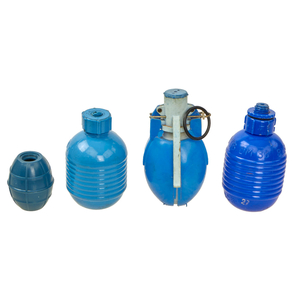 Original Spanish & German Collection of Four Modern Blue Plastic Grenades - Inert