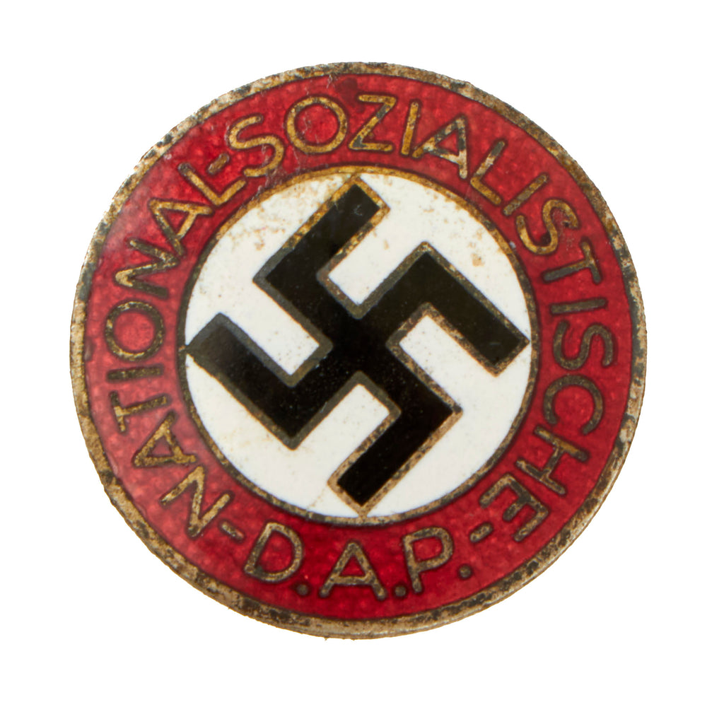 Original German NSDAP Party Enamel Membership Badge Pin by Werner Redo of Saarlautern - RZM M1/100