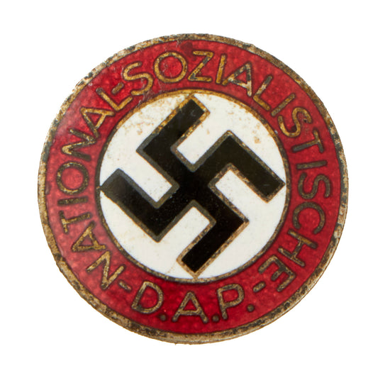 Original German NSDAP Party Enamel Membership Badge Pin by Werner Redo of Saarlautern - RZM M1/100