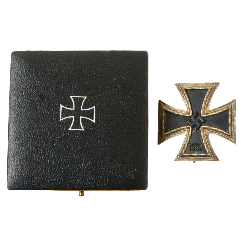 Original German WWII Iron Cross First Class 1939 with Pinback in Case - EKI - Unmarked Original Items