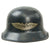 Original German WWII M38 Luftschutz Gladiator Air Defense Helmet with One Piece Shell, Cloth Liner, and Plastic Chinstrap