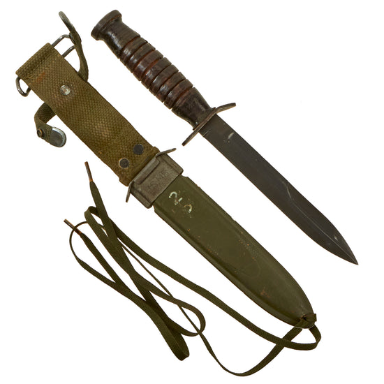 Original U.S. WWII M3 Fighting Knife by Kinfolks, Inc. with M8 Scabbard by B.M. Co. - Scarce Maker