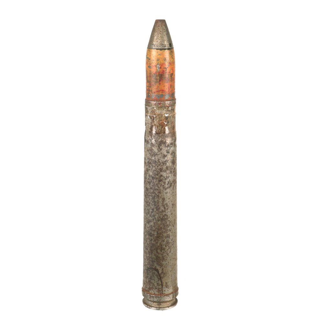 Original German WWII Flak High Explosive 3.7cm Shell - 37mm Anti-Tank - Dated 1943/44 Original Items