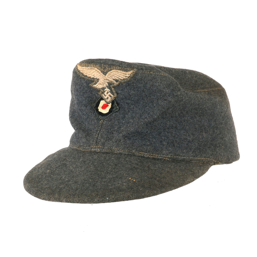 Original German WWII Luftwaffe 1944 Dated M43 Einheitsmütze Wool Field Cap with RBNr. Markings - Flaps Removed - Size 58cm