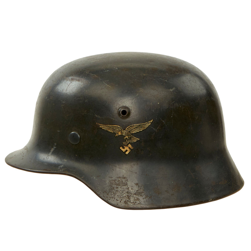 Original German WWII Luftwaffe M35 Double "Droop Tail" Decal Steel Helmet with 1936 Dated Liner - marked ET66 Original Items