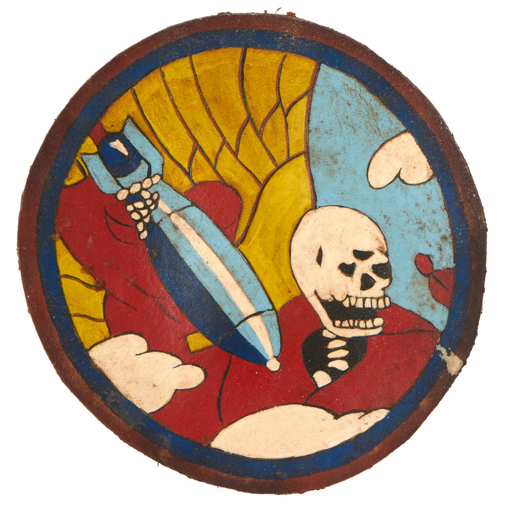 Original U.S. WWII Italian-Made 816th Bombardment Squadron Painted Leather Jacket Patch - 483rd Bombardment Group Original Items