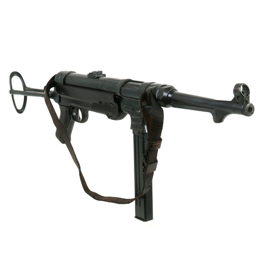 Original German WWII 1941 dated MP 40 Display Gun by Steyr with Live Barrel, Sling, and Magazine - Mostly Matched Serial 9627 c Original Items