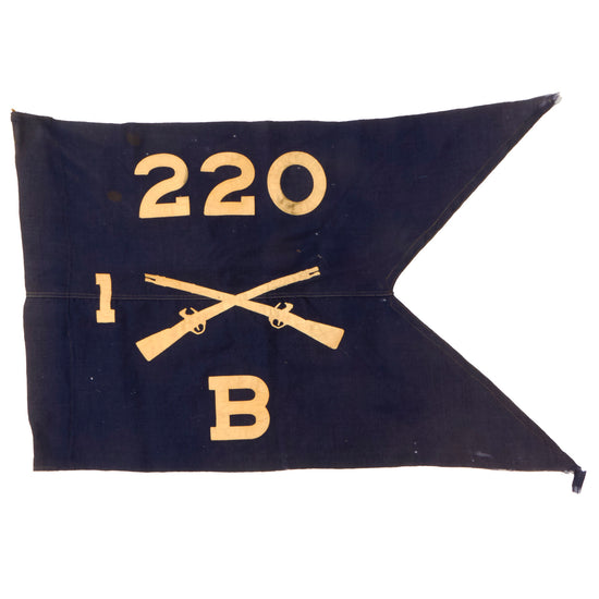 Original U.S. WWII 220th Infantry Regiment 1st Battalion Company B Swallowtail Guidon Pennant