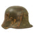 Original German WWI M16 Stahlhelm Helmet with Panel Camouflage Paint & Full M17 Liner with Detached Chinstrap - Marked BF64