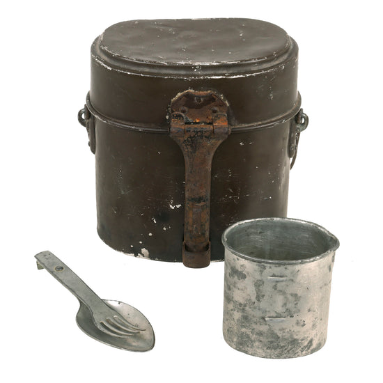 Original Imperial German WWI M1908 Kochgeschirr Mess Kit with Drinking Cup & Goffell Utensil Set - Dated 1915