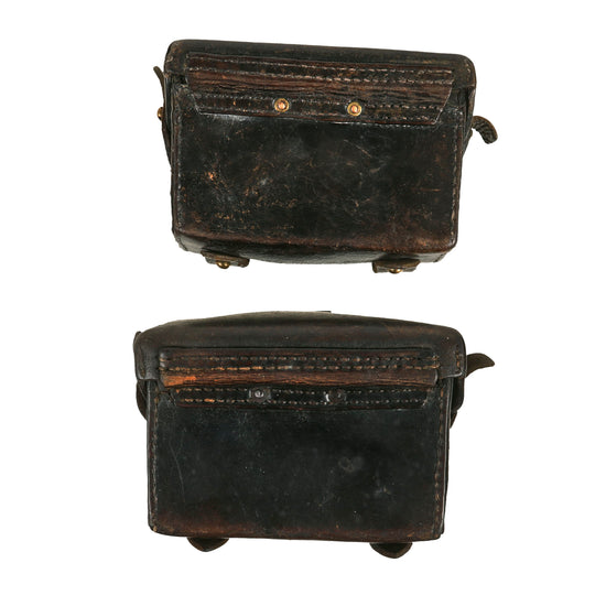 Original Imperial German Pre-WWI Pair of Gewehr 1888 Commission Rifle Ammunition Pouches with Unit Markings - Dated 1898 & 1906