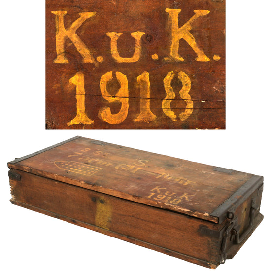 Original Austro-Hungarian WWI Rare K.u.K. 7.5cm GH.-Br.Gr. Artillery Fuze Crate for the Skoda 7.5 cm Gebirgskanone M. 15 - Dated 1918 Original Items