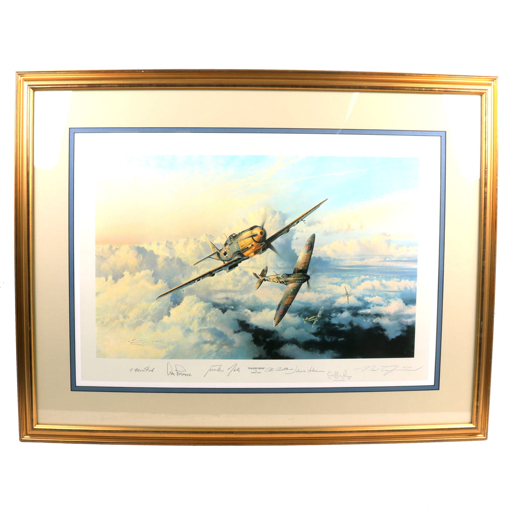 Original Signed Limited Edition Print: Framed “Eagles High” by Robert Taylor Signed by Six WWII Aces Including Gunther Rall & Pete Brothers with Certificate of Authenticity - 31 x 40” - 552/1000