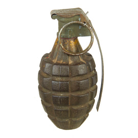 Original U.S. WWII Inert MkII Pineapple Grenade with Yellow Ring with M6A3 Fuze