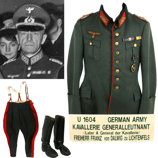 Original German WWII III Army Corps General der Kavallerie Baron Franz von Dalwigk of Lichtenfels Uniform Set - Formerly Part of the A.A.F. Tank Museum Original Items