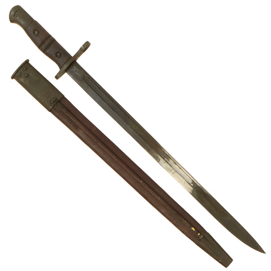 Original British WWI P1913 Enfield Bayonet by Remington with WWII 1942-Dated Scabbard - Dated 1917 Original Items