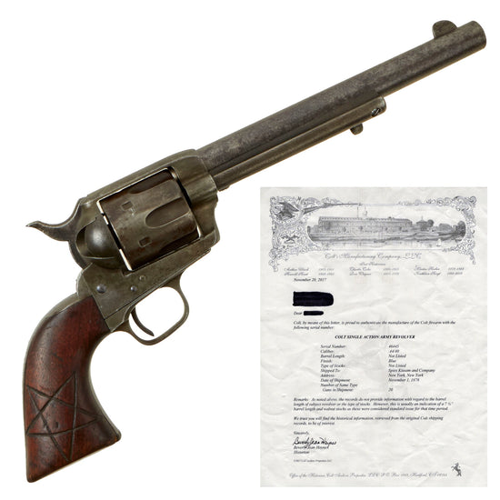 Original U.S. Colt Frontier Six Shooter .44-40 Revolver made in 1878 with 7 1/2" Barrel and Factory Letter - Serial 46445 Original Items