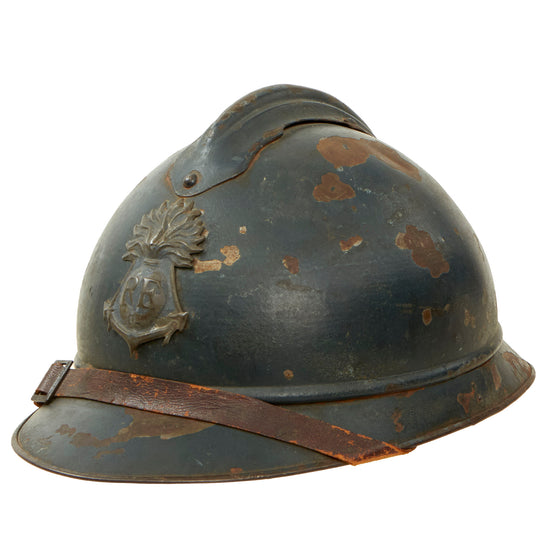 Original Rare French WWI Colonial Infantry & Navy Model 1915 Adrian Steel Helmet with Liner & Chinstrap