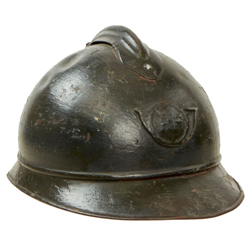 Original French WWI M1915 Adrian Mountain Trooper Chasseurs Helmet - Horizon Blue - Complete Original Items