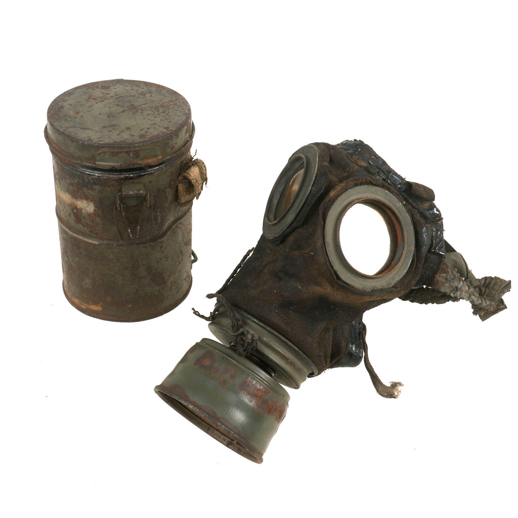 Original Imperial German WWI M1917 Ledermaske Gas Mask with Can & Spare Lenses Original Items