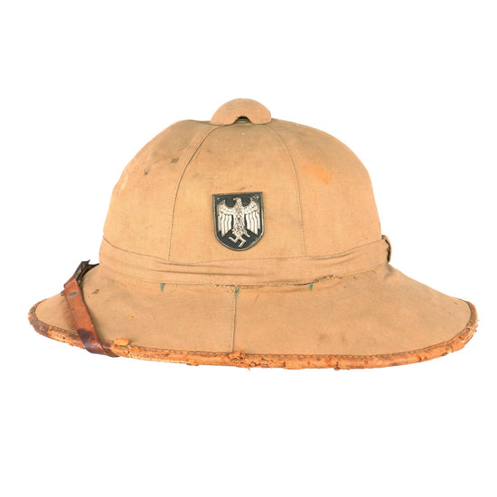 Original German WWII First Model DAK Afrikakorps Sun Helmet with Badges - Size 55 Original Items