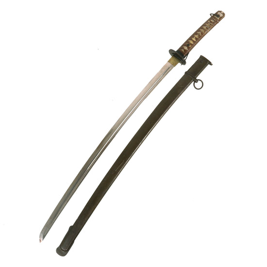 Original Excellent WWII Japanese Army Type 95 NCO Aluminum Handle Katana Sword with Scabbard - Matched Serial 200797