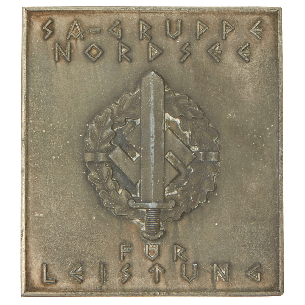 Original German WWII SA Gruppe Nordsee 1939 Bremen Sports Competition Table Medal - Obstacle Relay 2nd Place Original Items