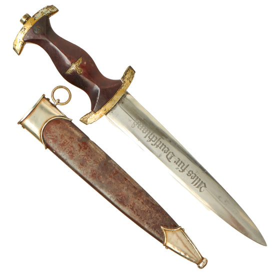 Original German Early WWII SA Dagger by Rare Maker August Merten of Solingen with Scabbard