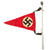 Original German WWII NSDAP National Socialist Vehicle Staff Pennant Flag and Pole with Finial and Detachable Base Original Items