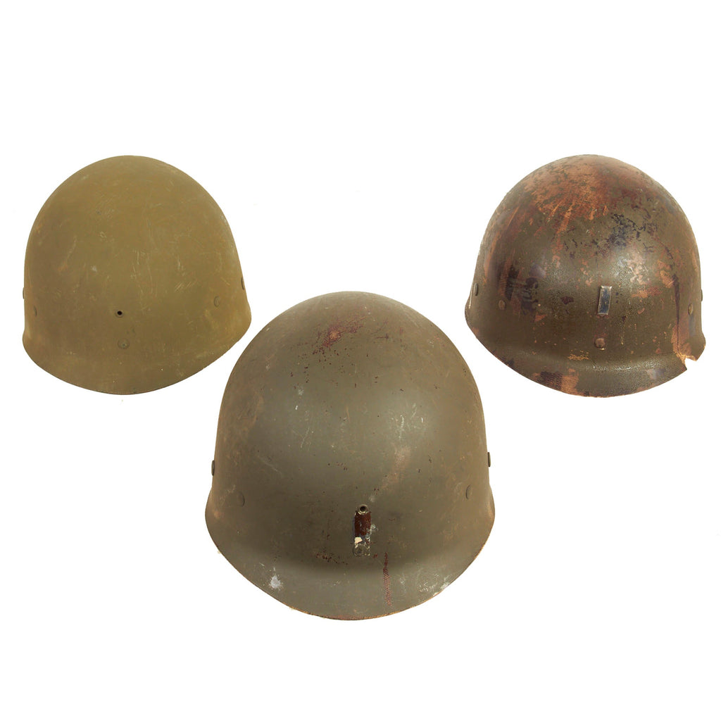 Original U.S. WWII M1 Helmet Liner Grouping Featuring (1) Westinghouse With Rayon Suspension, (1) Westinghouse and (1) Firestone Liner - 3 Items Original Items