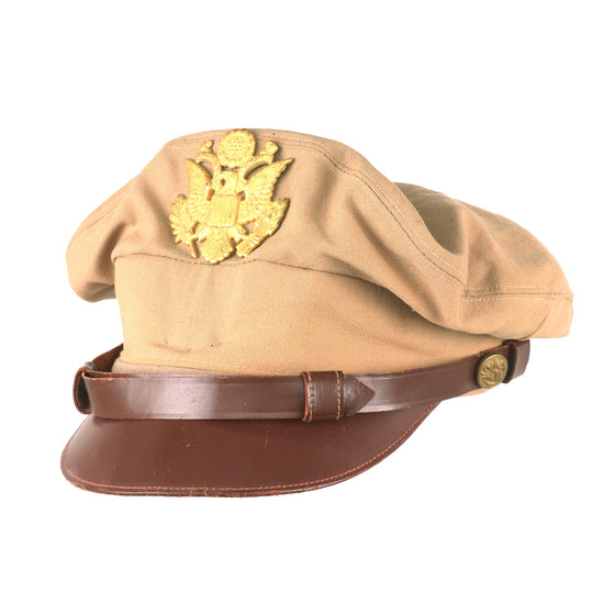 Original U.S. WWII USAAF Theater-Made Officer Summer Khaki Crush Cap - Size 7 Original Items