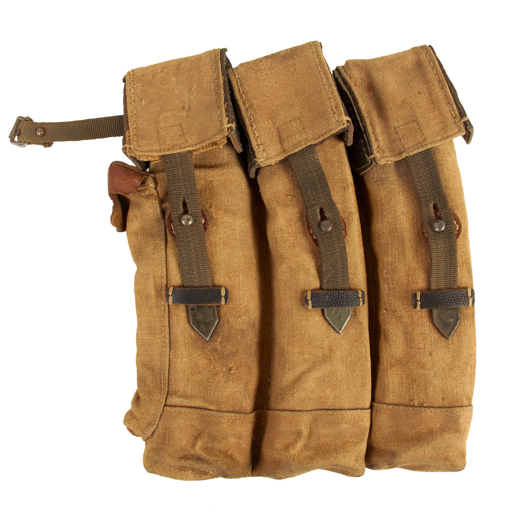 Original Rare German WWII Canvas MP 44 Triple Magazine Pouch with Preßstoff Pocket Lids - STG 44 New Made Items