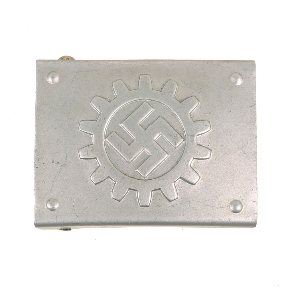 Original German WWII DAF Aluminum Belt Buckle by Paul Cramer & Co. of Lüdenscheid - M4/44 Original Items