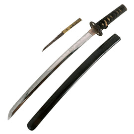 Original 18th Century Edo Period Japanese Handmade Wakizashi Short Sword by NAOSADA with Kogatana Knife and Scabbard