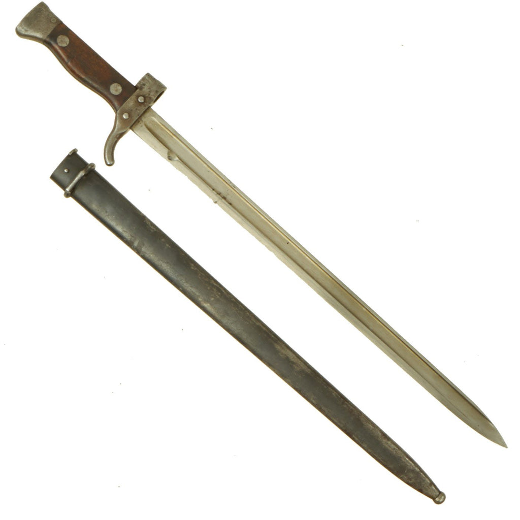 Original Pre-WWI French Modèle 1892 Mannlicher Berthier Rifle Bayonet with Shortened Quillon & Scabbard Original Items