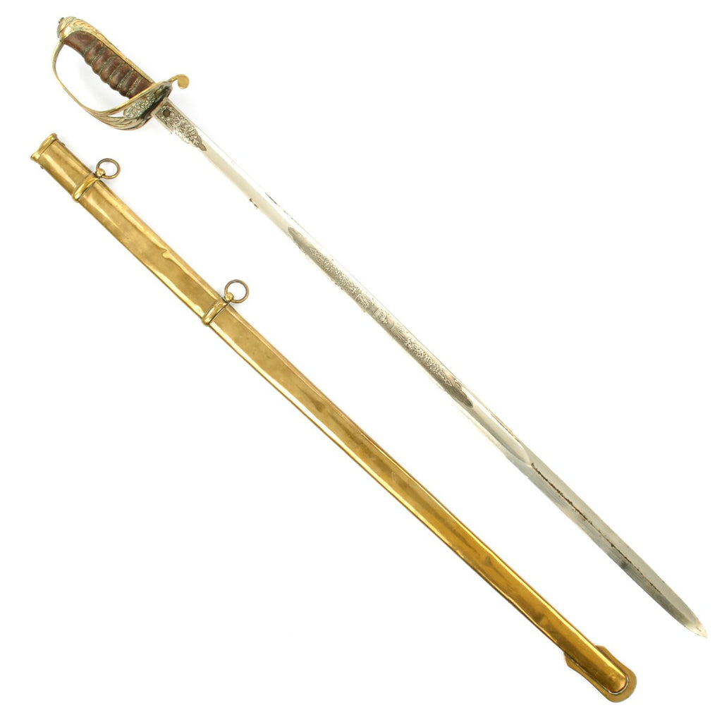 Original British Crimean War P1854 Officer's Infantry Sword with Brass Colonial Scabbard - V.R. Marked Original Items