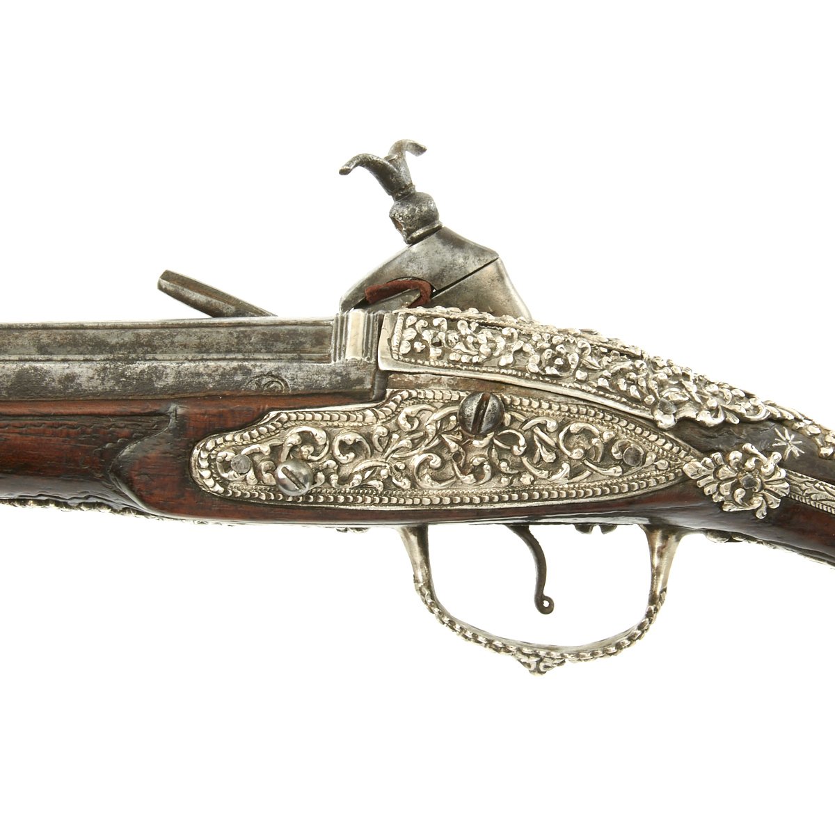 Antique 19th Century Greek Balkan Silver Plated Brass Gun Powder