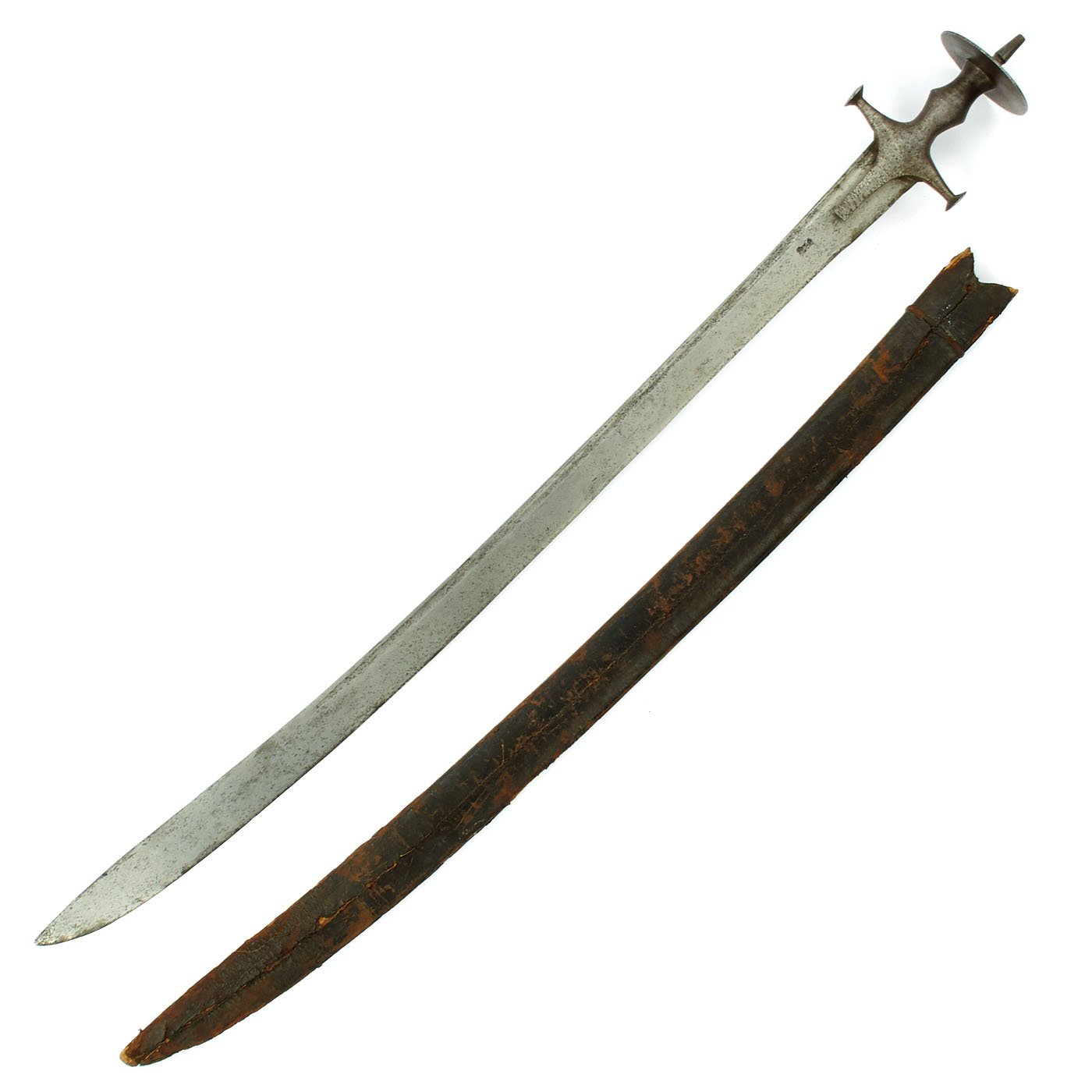 Original Indian 18th Century Tulwar Heavy Battle Sword With Scabbard ...