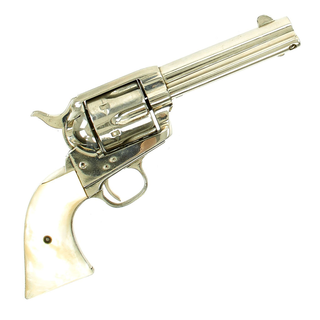 Original U.S. Colt Nickel-Plated Frontier Six Shooter Revolver made in 1894 with Mother of Pearl Grips and Letter Original Items