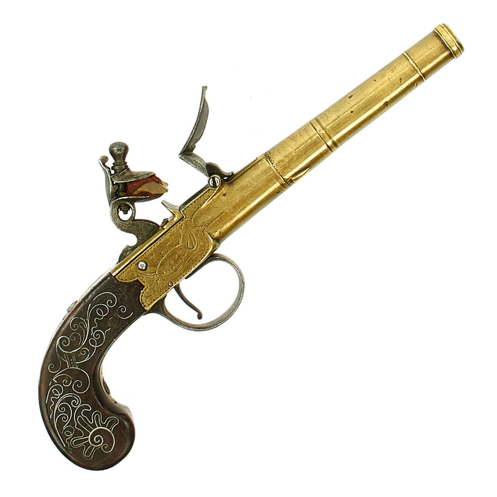 Original British Brass Cannon Barrel Flintlock Pocket Pistol by Freeman of London - circa 1760 Original Items